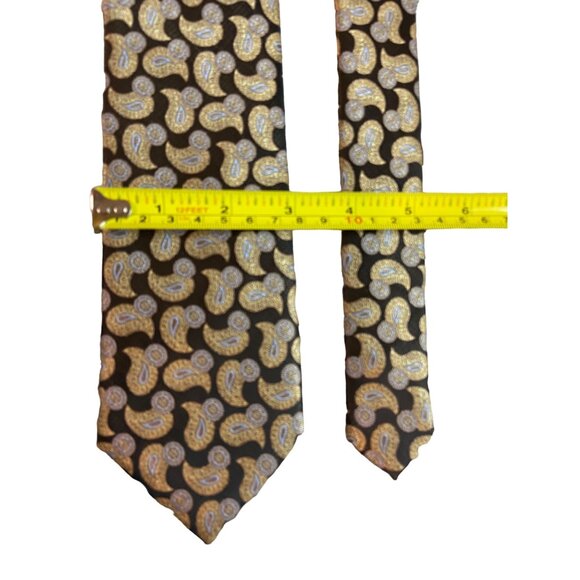 Saddlebred Mens Polyester Neck Tie Black Gold Paisley Work Dad Gift - Picture 2 of 5